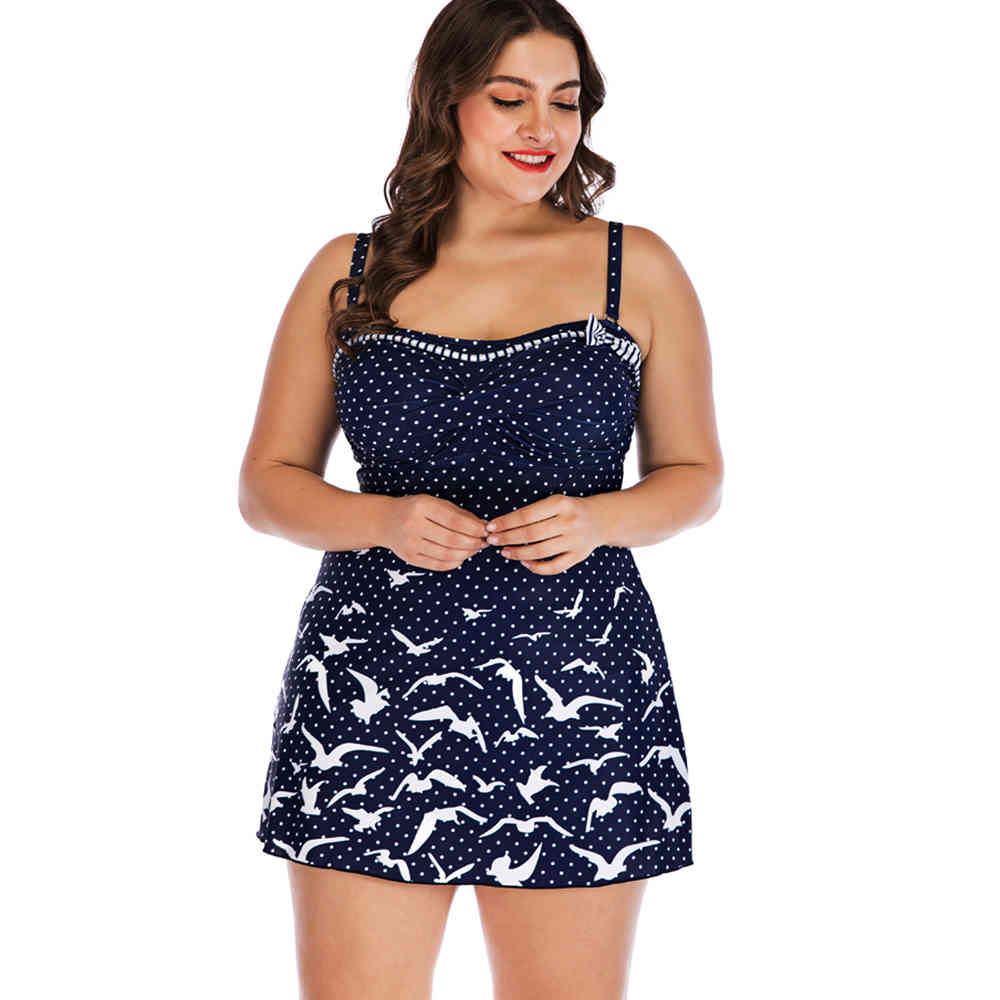 Plus Size Women Tankini Swimsuits Two Piece Swimsuit Print Loose Fit Swimwear