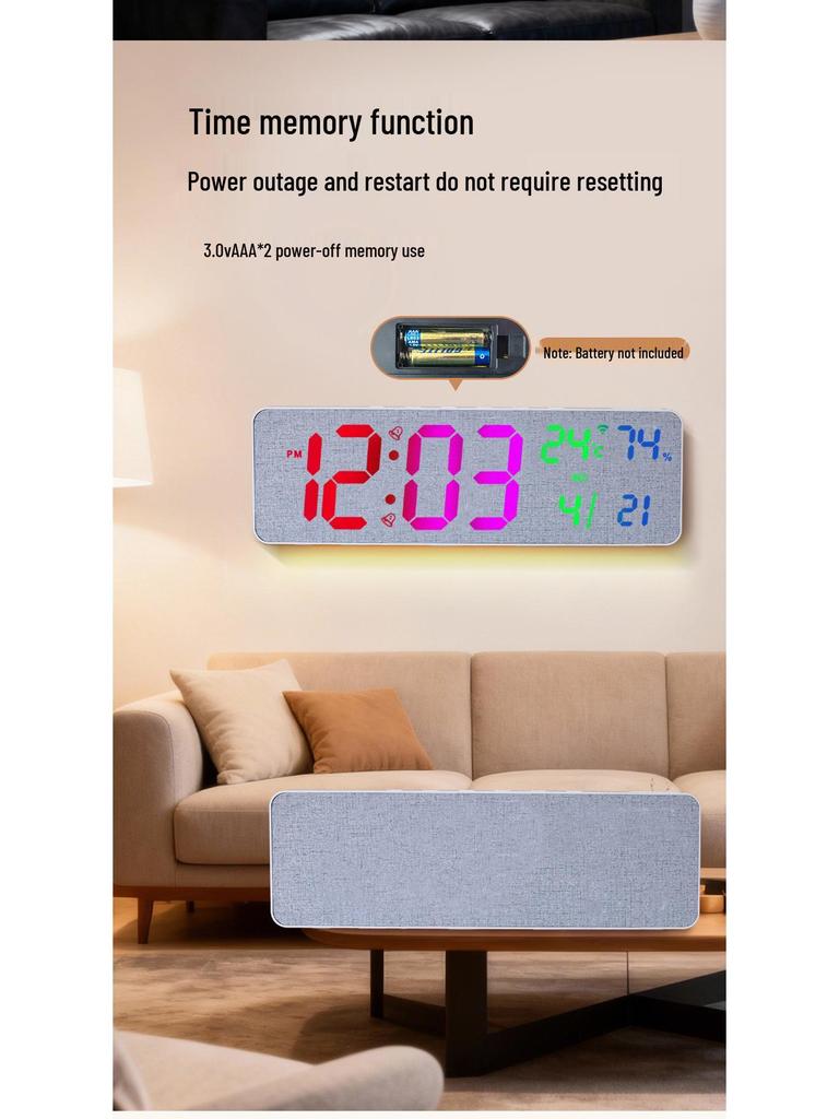 RGB Bluetooth Synchronizing Wall Clock: Smart Luminous Alarm & Perpetual Calendar