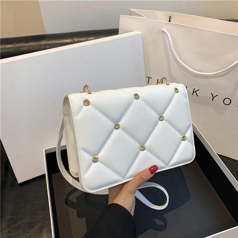 

Stylish And Simple Large Capacity Women s Handbag With Dazzling Rhinestones In Orange Green Khaki Black And White білий