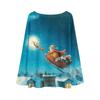 Maglia da donna alla moda a girocollo a maniche lunghe con stampa natalizia casual