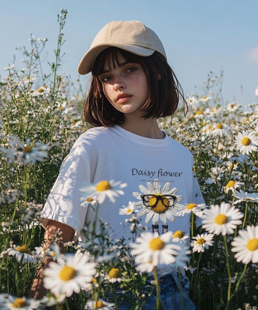 ONEHUNDREDPERCENT FOR WOMAN Ohpxharmonia Daisy With Glasses Semi-Oversized Short Sleeve T-Shirt