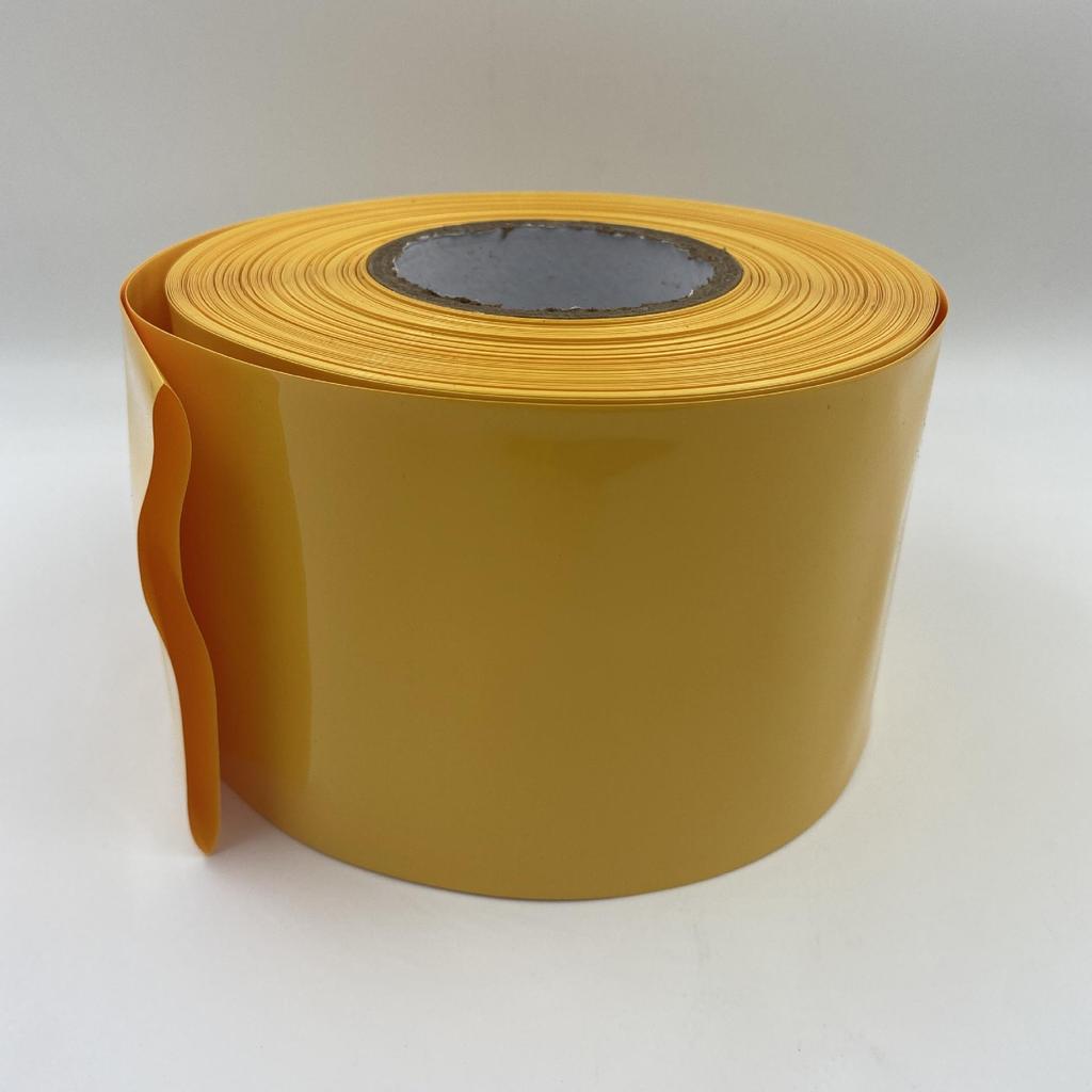 Yellow PVC Heat Shrink Tubing for Lithium Battery Insulation - 18650 Electric Vehicle Battery Skin.