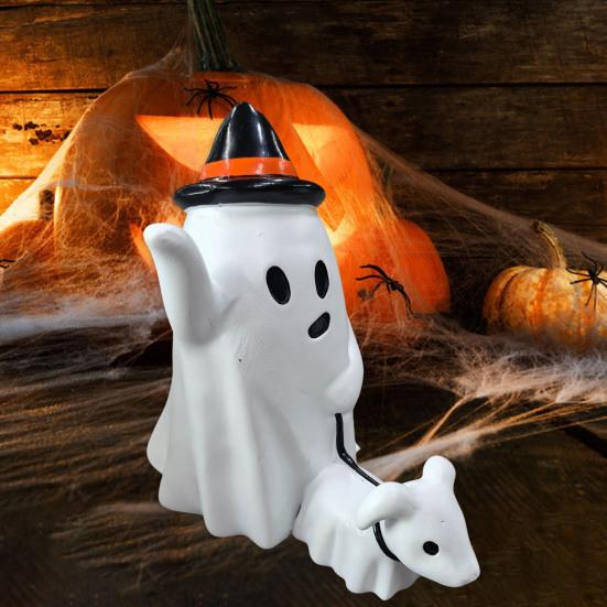 

Yousheng Ghost Dog Walking Статуэтка из смолы Милый жуткий призрак Хэллоуин украшение Компактная фигурка призрака для украшения домашнего стола 15cm
