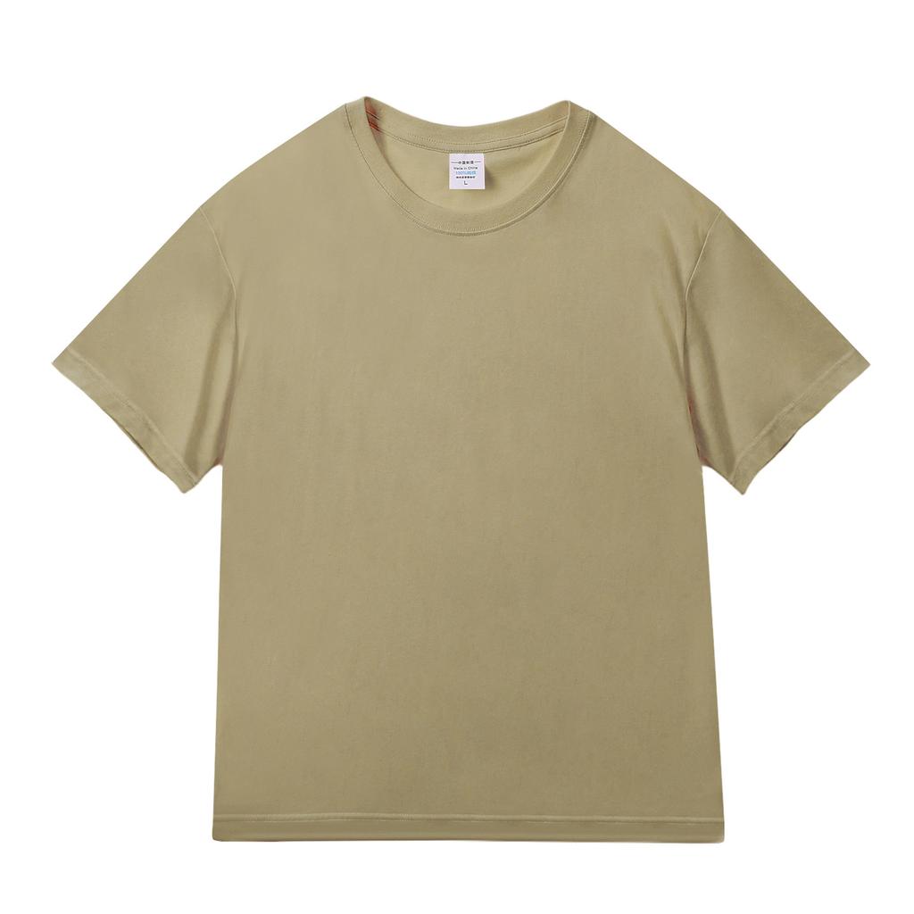 Solid Color Short-Sleeved T-Shirt Men'S 200G Pure Cotton Loose And Versatile Time-Simple Bottoming Shirt Combed Cotton Crew Neck Shoulder Top