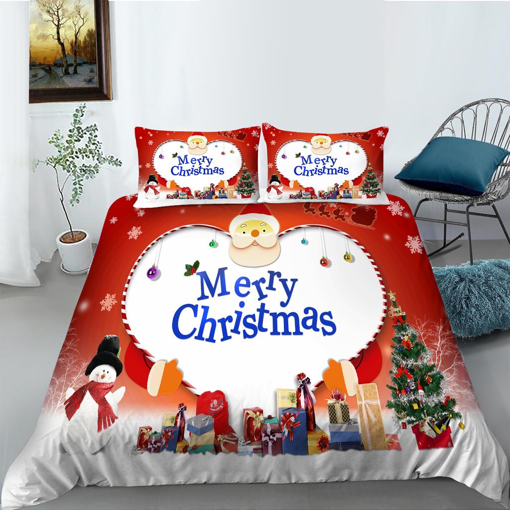 3D Christmas Bedding Set, New Year Atmosphere Decoration, Quilt Covers, Pillowcases, 2/3 Pieces, New Year Room, Soft Zippered Bedroom Decoration
