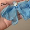 Simple Fashion Earrings Women Mesh Petal Drop Handmade Large Chiffon