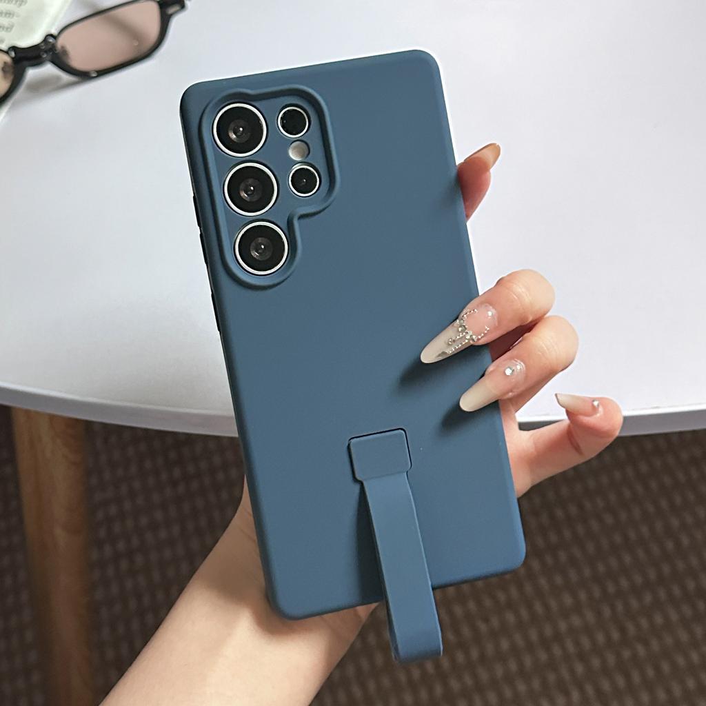 For Samsung Galaxy S25 Ultra Case with Finger Strap Soft Silicone Phone Back Cover