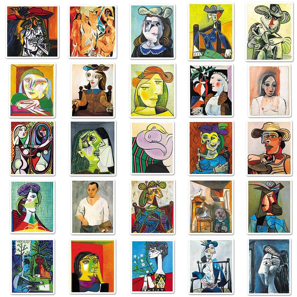 50Pcs Classic Picasso Abstract Art Painting Stickers Collection Decal Diy Phone Scrapbook Suitcase Laptop Sticker Toy Gift