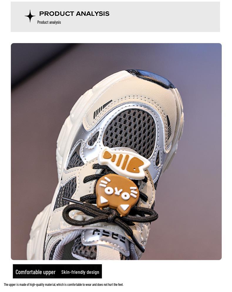 2026 Girls' Spring Cartoon Mesh Running Shoes - Trendy Student Sneakers