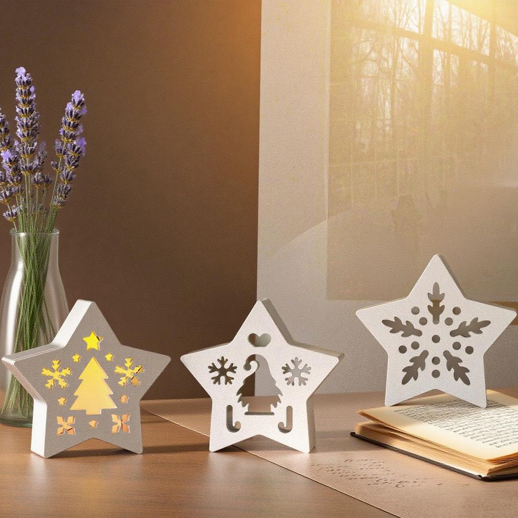 Mould Christmas Openwork Five-Pointed Star Silhouette Lamp Resin Silicone Mold Drip Resin DIY Star Plaster Egg Lamp Decorations