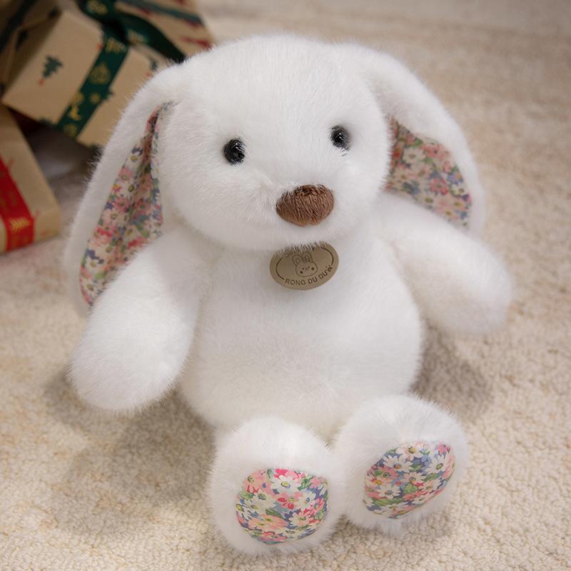 Floral Sagging Rabbit Plush Toy Long Ears Little White Rabbit Doll Floral Rabbit Rabbit Doll Children Comfort Doll Gift