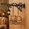 Cat Decor for Book Lovers Vintage Bookshelf Light with Sleeping on Design, Retro Lantern Unique Craft Gifts Students Lamp Reading, Decorative
