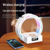 L-35 Bluetooth Speaker with Wireless Charger, Night Light, Clock, and Phone Stand