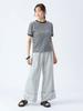 Beams Heart Tee Waffle Striped Pullover Navy One Size S/S Women's