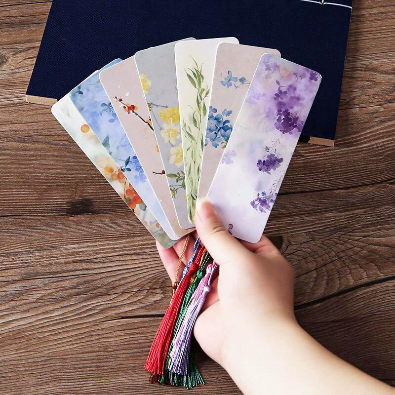 WTEMPO Retro New Printed Tassel Bookmarks Reading Mark Cards DIY Rectangle Writable Paper Bookmarks Special Gift Bookmarks for Book Lovers and Readers
