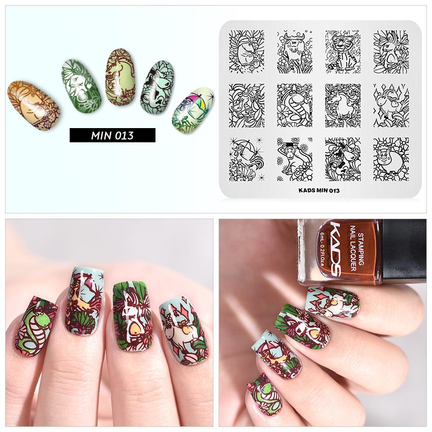 kads Nail Stamping Plates MIN 013 Flower Animals Image Template Stamping DIY Manicure Stamp Plate for Nail Art