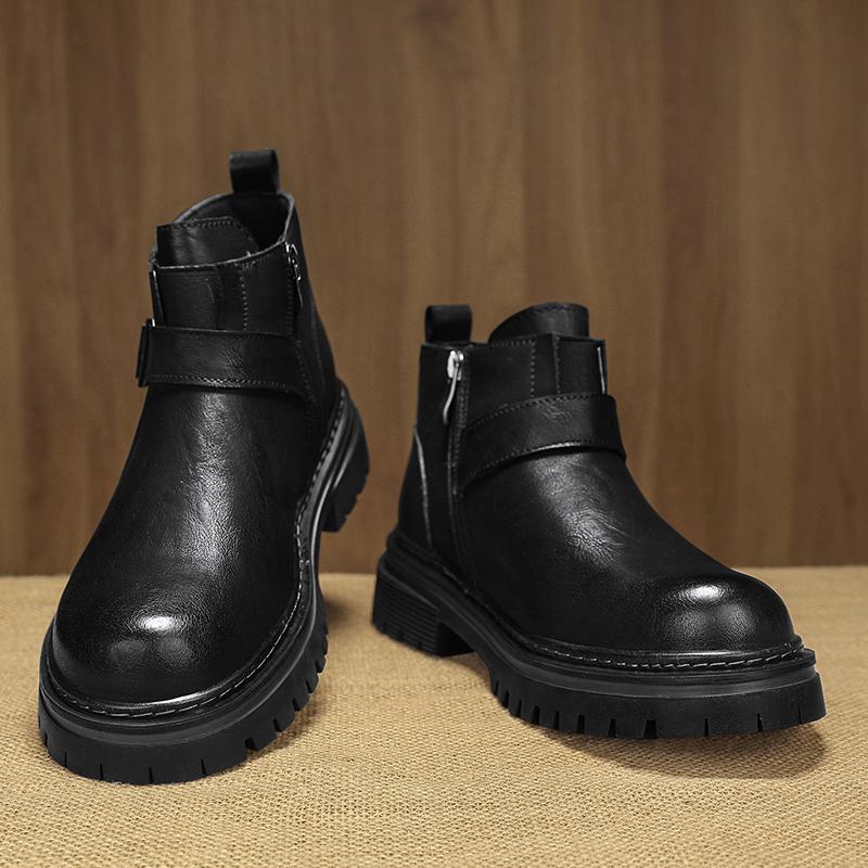 High Quality Casual Leather Business Boots Men Flat Handmade Designer Shoes Outdoor Comfy High Top Walking Oxford Boots