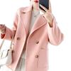 Women's Loose Woolen Coat for Autumn/Winter 2026 - Short, Small Size, Trendy Suit Collar Outerwear