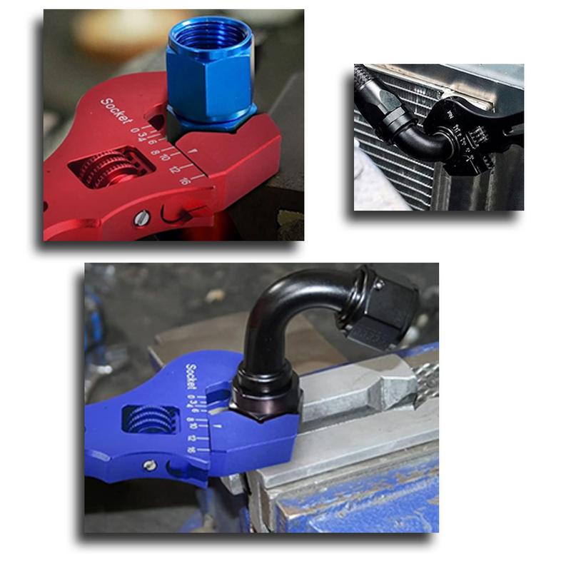 Adjustable AN 3 4 6 8 10 12 Aluminum WRENCH HOSE Fitting Tool Aluminum Spanner Universal AN3-AN12 Hose Fitting Blue Red Black