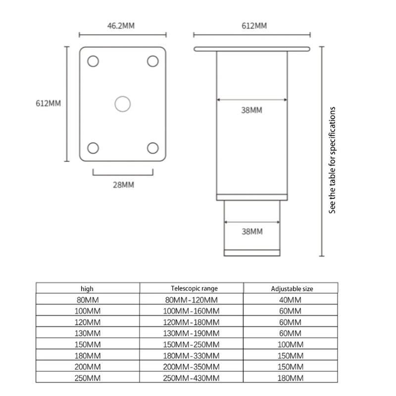 4pcs Stainless Steel Furniture Legs Metal Adjustable Legsfor Cabinet Table Legs Sofa feet Furniture replacement foot
