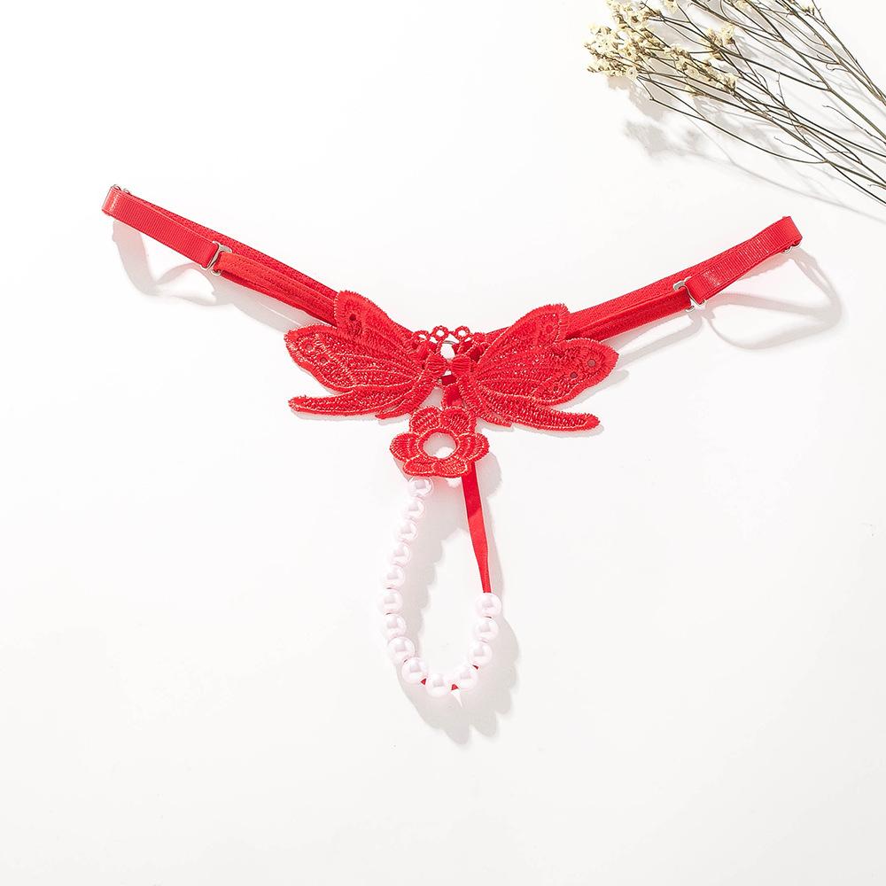 Chiloți sexy de mărime mare ajustabili, perle brodate, cu entrepiere deschisă, seducție, tanga, pantaloni, lenjerie de corp femei