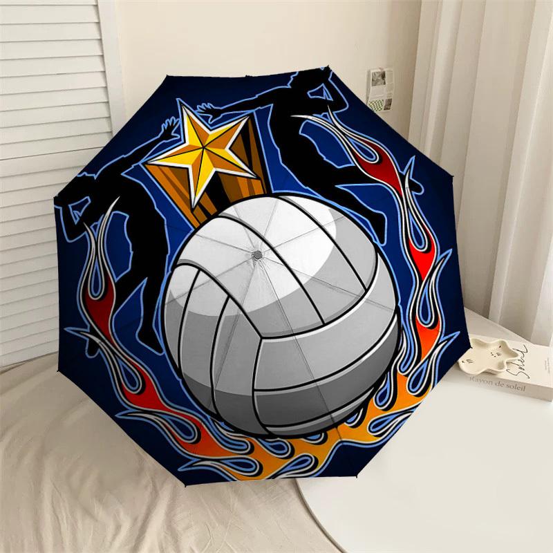 

1PC Volleyball Star Umbrella-8-Rib Reinforced Portable Folding Travel Suitable for All Seasons Outdoor Daily Use-H0346