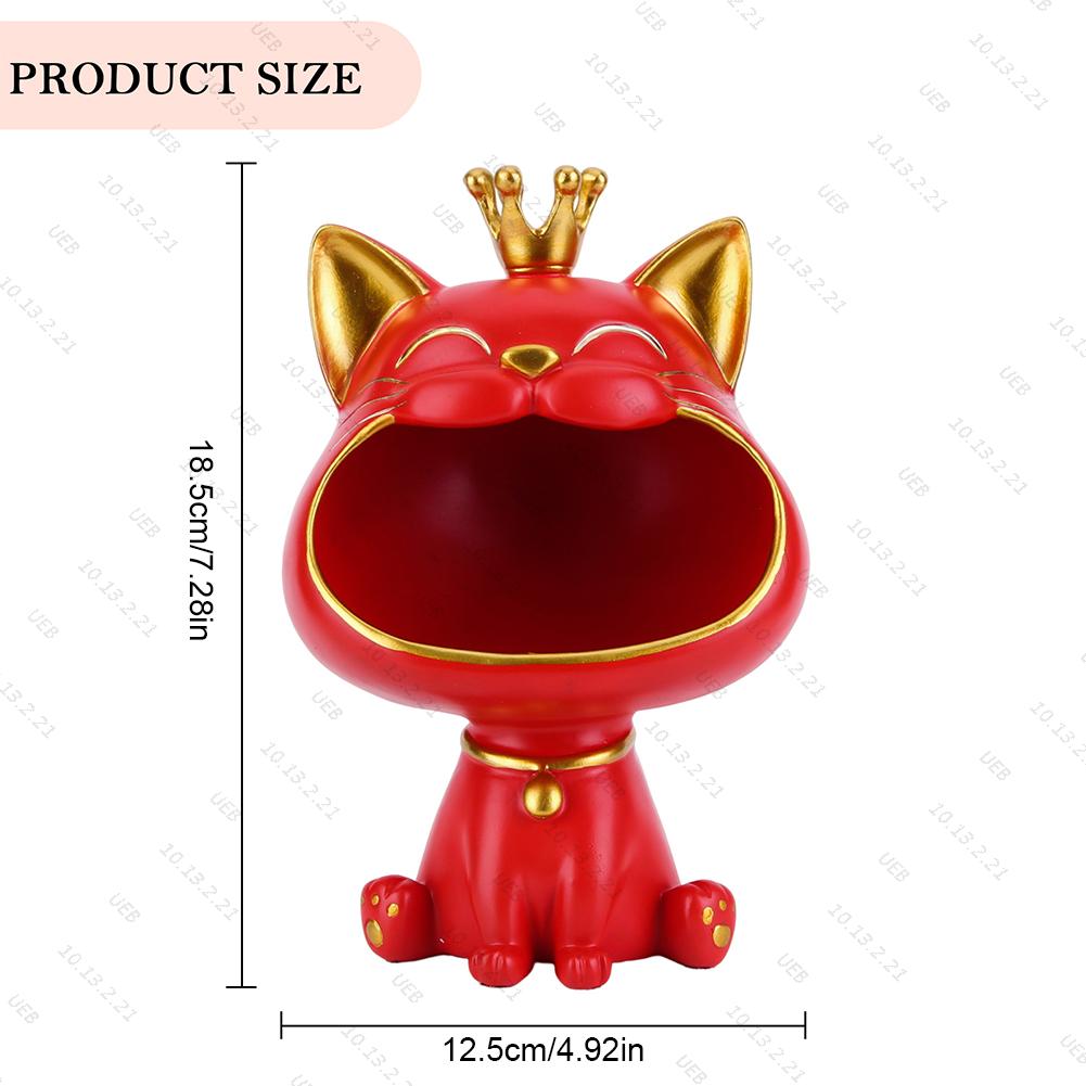 NEW Fortune Crown Big Mouth Cat Entrance Key Storage Tray Decorative Ornament, Light Luxury Housewarming Gift Sculpture
