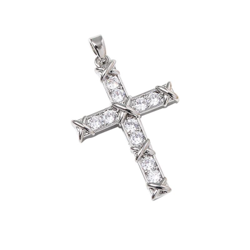 Colier cu Pandantiv Cruce din Cupru cu Zirconiu Stil Punk