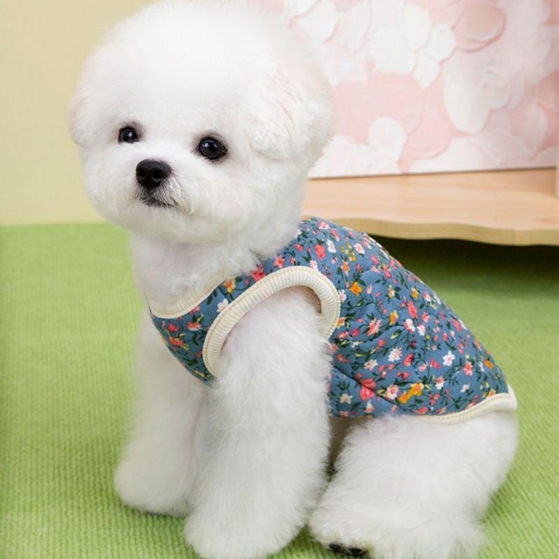 Chihuahua Dachshund Plush Dog Vests Overalls for Dogs Cats Winter Dog Clothes Fashion Floral Puppy Coat Pet Warm Jacket