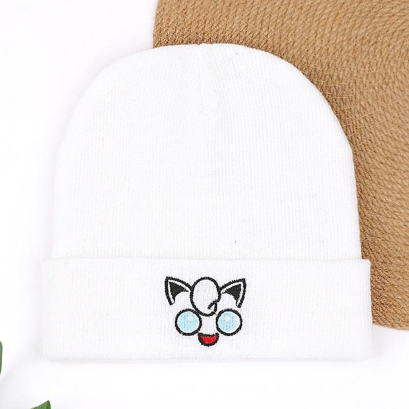 Autumn and Winter Animation Smiley Face Embroidery Knitted Hat Cold Hat Cat Popular Wool Men and Women Warm Cover Fat Ding Cartoon New