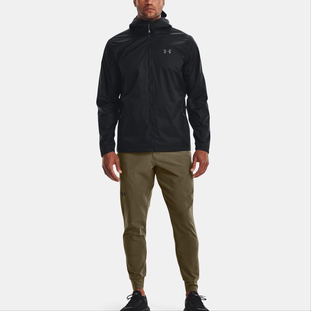 Under Armour Logo Print Zip-Up Hooded Long-Sleeve Jacket Men Jacket Black 1321439-002