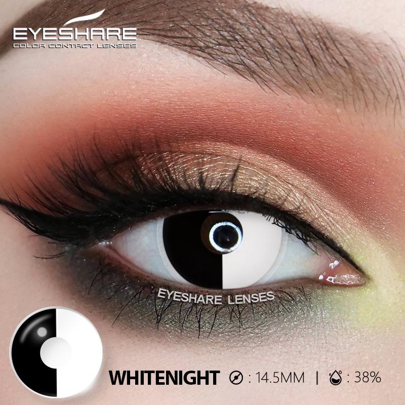 1 Pair White Colored Contacts Cosplay Contact Lenses for Eyes Black Lenses High Quality Soft Lenses Beauty Makeup Yearly