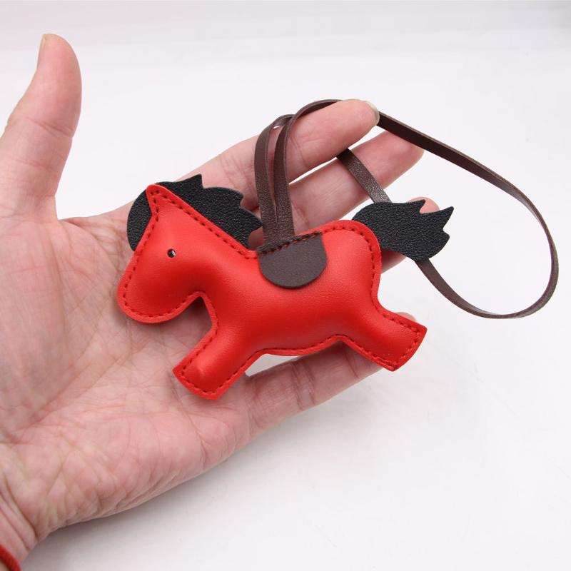 Pu Leather Horse Keychain With Strings Rope Fashion Bag Hanging Accessories Backpack Pendant Year Of The Horse Gift