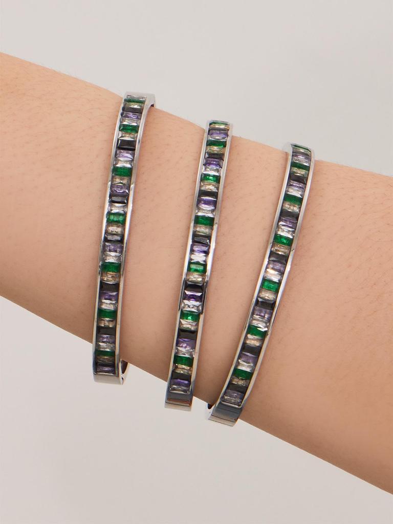 European & American Colored Zircon Bracelet - 18K Gold-Plated Stainless Steel with Unique Design & Luxury Buckle