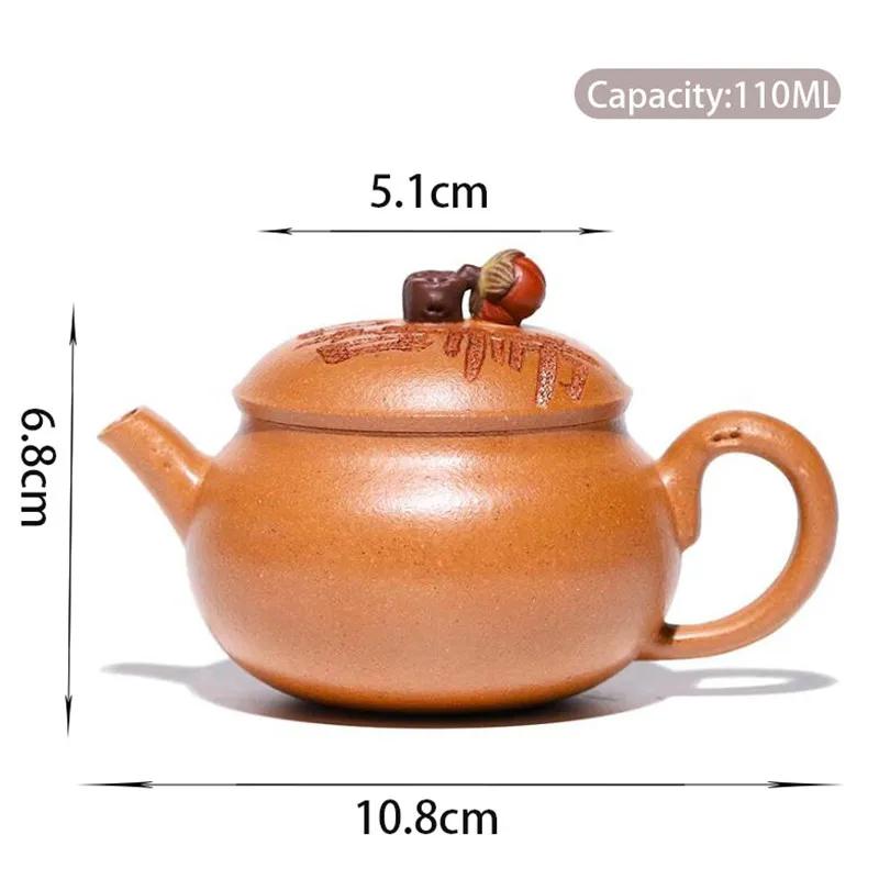 

110ml Chinese Yixing Small Capacity Purple Clay Teapots Master Handmade Persimmon Tea Pot Raw Ore Beauty Kettle Zisha Tea Set