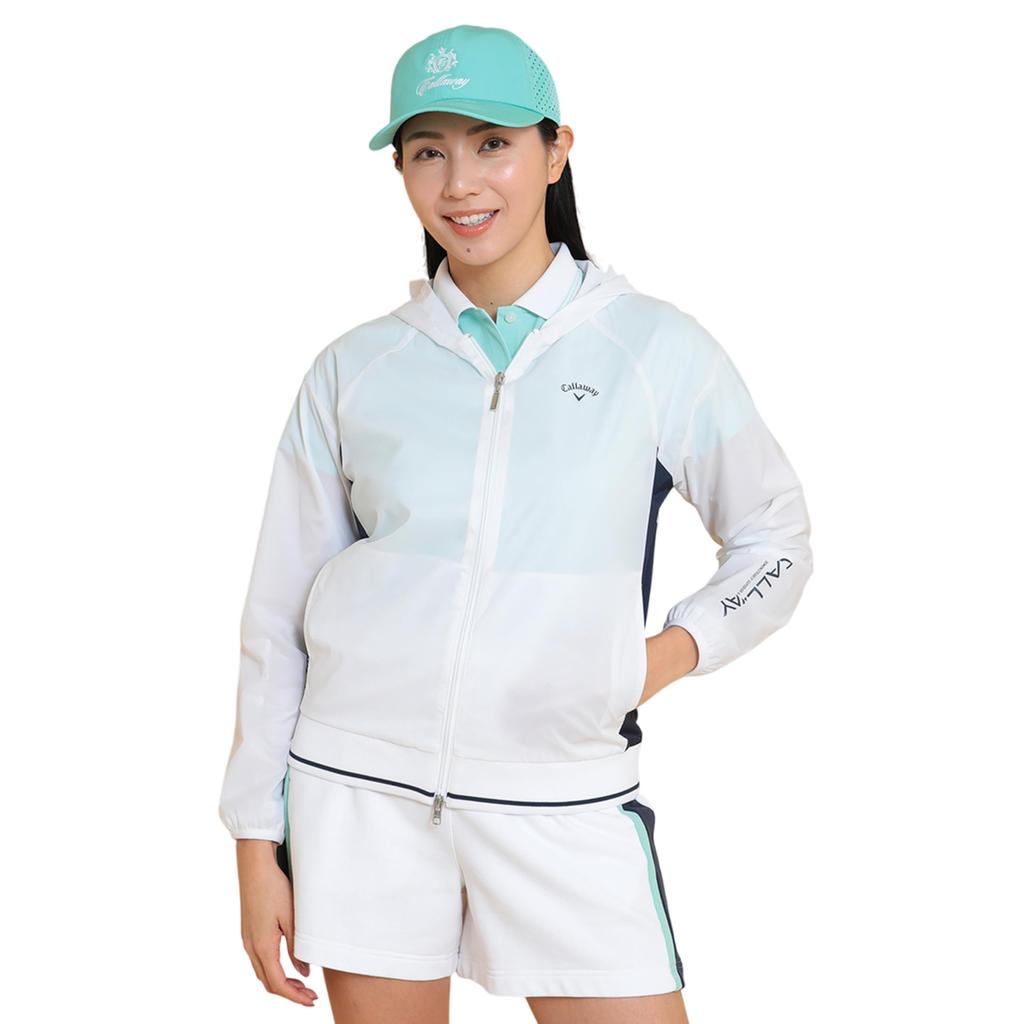 Callaway Hoodie Sleeve Golf Outerwear C25115200 Size M Women's Water-Repellent Full-Zip (Stretch, Logo) / / 1030_White,
