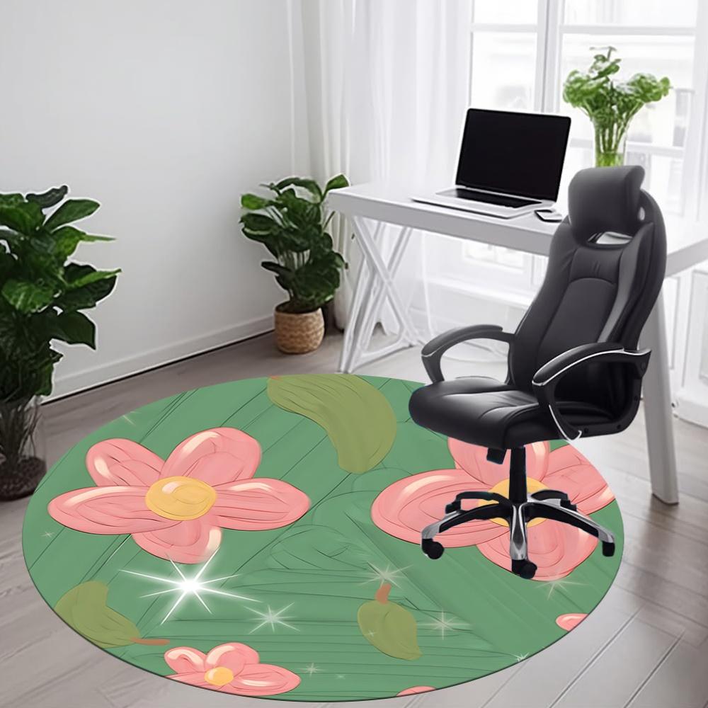 1pc Floral Fantasy Office Round Area Rug, Indoor Mat Suitable For Office, Under Office Chairs Bedroom Living Room Home Decor, Room Deco