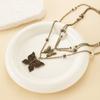 Heavy Industry Retro Maillard Style Neck Chain Sweet And Cool Multi-Layer Stacked Butterfly Tassel Necklace Women'S High-End Niche Necklace