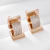 Geometry Full Natural Zircon Drop Earrings For Women  Rose Gold Color Daily Accessories High Quality Fine Jewelry