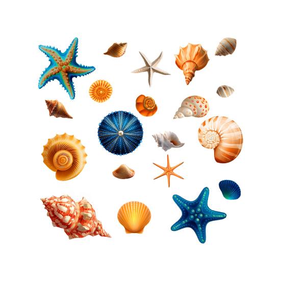 Conch Shell Starfish Window Decals, Waterproof Ocean Sea Life Window Cling, Reusable Static Decals for Glass Door, Summer Party Supplies A