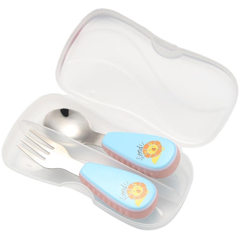 2-Piece Children Cutlery Set with Box, 304 Stainless Steel Spoon Forks Set, Portable Kids Dinnerware Set