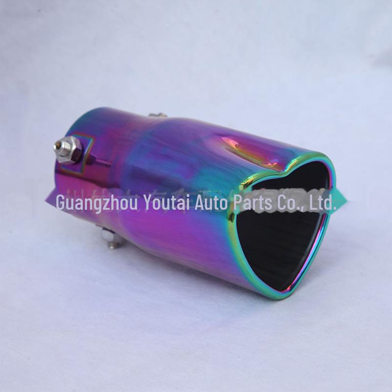 Heart-Shaped 63mm Stainless Steel Blue-Tinted Exhaust Muffler Tailpipe