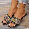 Flat-bottomed Slippers Women's Bohemian Stripes Breathable One Pedal Home Slippers Women's Slippers