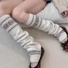 2025 New Autumn and Winter Korean Women's Socks Stacked Socks Knitted Snowflakes Slimming and Warm Calf Sleeves