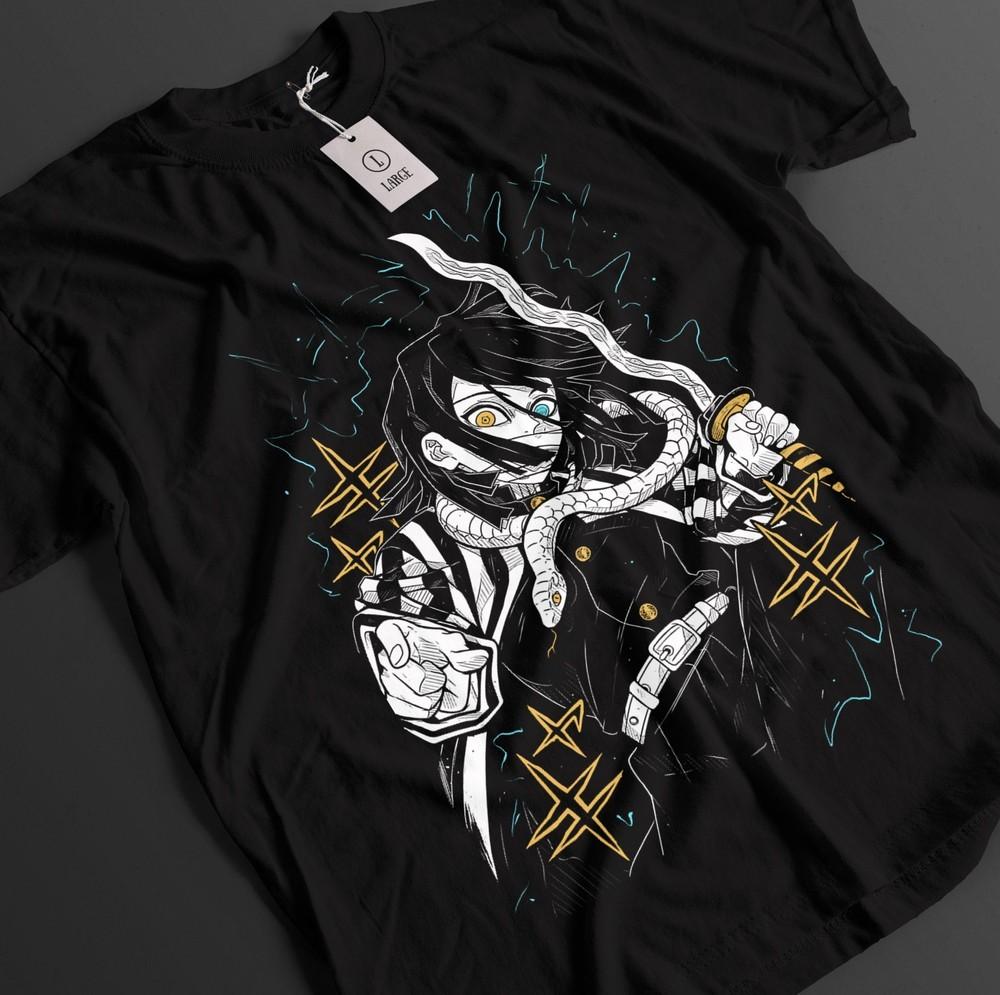 

Demon Slayer Shirt Obanai Iguro T-Shirt Tanjiro KNY Anime Zenitsu Top Muzan Tee S