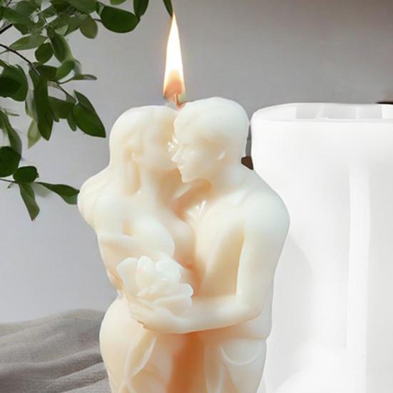 DIY Valentine's Day Silicone Mold Couple Embracing Heart Shape Mold for Aromatherapy Candles Plaster