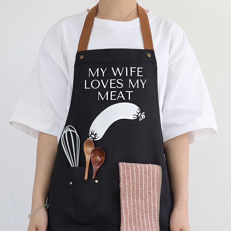 Color Block Halter Neck Waist Apron - Letter Print Design for Kitchen, BBQ, and Restaurants