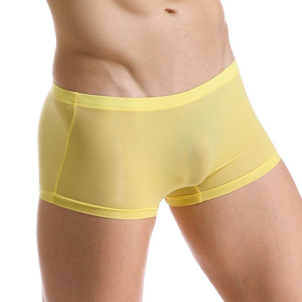 

Мужские однотонные бесшовные трусы, прозрачное U-образное выпуклое нижнее белье, шорты M жёлтый