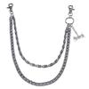 Hip Hop Metal Waist Chain For Men With Dual Layer Skull And Cross Pendant Youth Accessories
