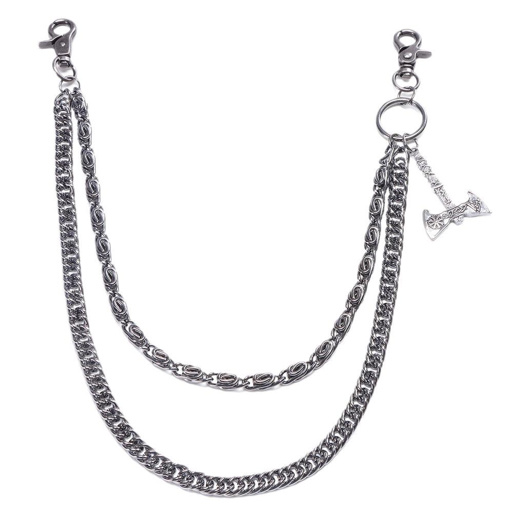 Hip Hop Metal Waist Chain For Men With Dual Layer Skull And Cross Pendant Youth Accessories